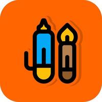 pen types Filled Orange background Icon vector