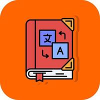 Language learning Filled Orange background Icon vector