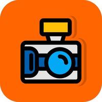 Photo capture Filled Orange background Icon vector