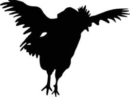 flying rooster chicken silhouette or vector