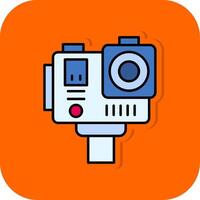 Action camera Filled Orange background Icon vector
