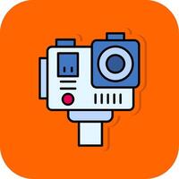 Action camera Filled Orange background Icon vector