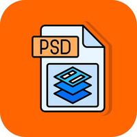 Psd file format Filled Orange background Icon vector