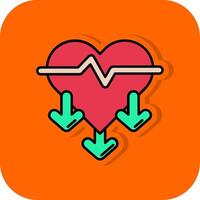 Heart rate Filled Orange background Icon vector