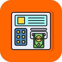 Atm machine Filled Orange background Icon vector