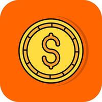 Dollar coin Filled Orange background Icon vector