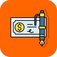 Bank check Filled Orange background Icon vector