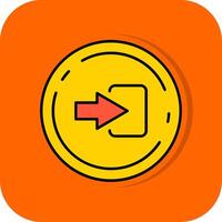 Log in Filled Orange background Icon vector