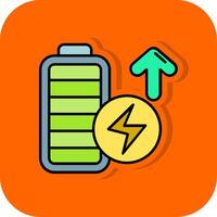 Battery full Filled Orange background Icon vector