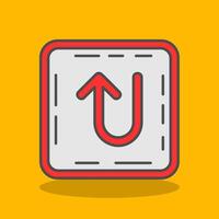 U turn Filled Shadow Icon vector