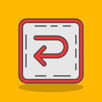 U turn Filled Shadow Icon vector