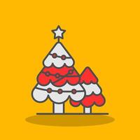 Christmas tree Filled Shadow Icon vector