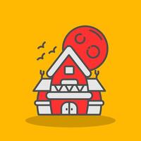 Haunted house Filled Shadow Icon vector