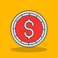 Dollar coin Filled Shadow Icon vector