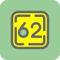 Sixty Two Filled Yellow Icon vector