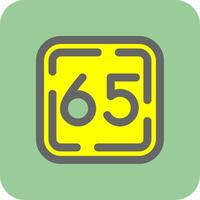 sesenta cinco lleno amarillo icono vector