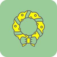 Christmas wreath Filled Yellow Icon vector