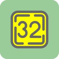 Thirty Two Filled Yellow Icon vector