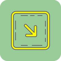 Down right arrow Filled Yellow Icon vector