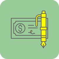 Bank check Filled Yellow Icon vector