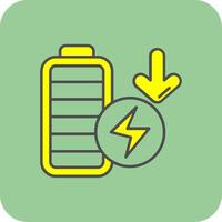 Low battery Filled Yellow Icon vector