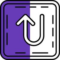 U turn Filled Half Cut Icon vector