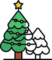 Christmas tree Filled Half Cut Icon vector