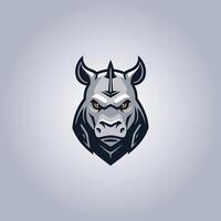 Logo rhinoceros cyberpunk design icon vector