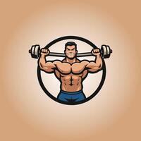 Logo body builder icon design vector