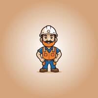 Logo construction worker character vector