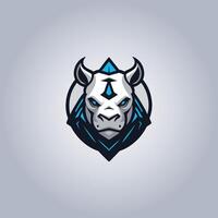 Logo rhinoceros cyberpunk design portrait vector