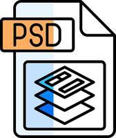 psd archivo formato lleno medio cortar icono vector