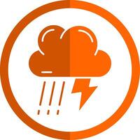 Thunder strom Glyph Orange Circle Icon vector