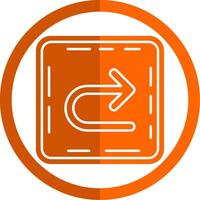 U turn Glyph Orange Circle Icon vector