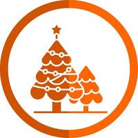 Navidad árbol glifo naranja circulo icono vector