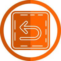 U turn Glyph Orange Circle Icon vector