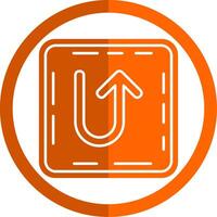 U turn Glyph Orange Circle Icon vector