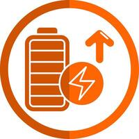 Battery full Glyph Orange Circle Icon vector