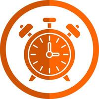 alarma reloj glifo naranja circulo icono vector