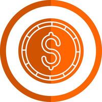 dólar moneda glifo naranja circulo icono vector