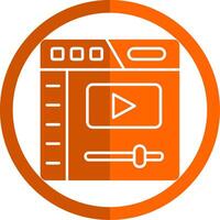 Video player Glyph Orange Circle Icon vector