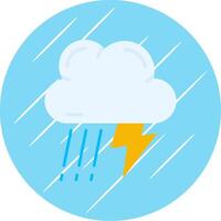 Thunder strom Flat Blue Circle Icon vector