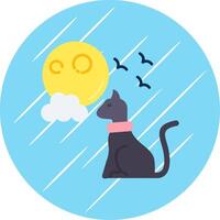 Black cat Flat Blue Circle Icon vector