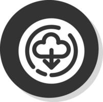 Cloud download Glyph Grey Circle Icon vector