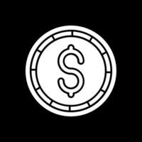 Dollar coin Glyph Inverted Icon vector