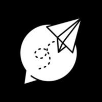 Paper plane Glyph Inverted Icon vector