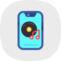 música jugador plano curva icono vector