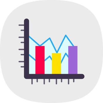 bar gráfico plano curva icono vector