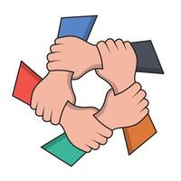 Five hand vector icon, teamwork symbol. Simple, flat design for web or mobile app