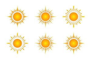 Set of gradient yellow sun vector design